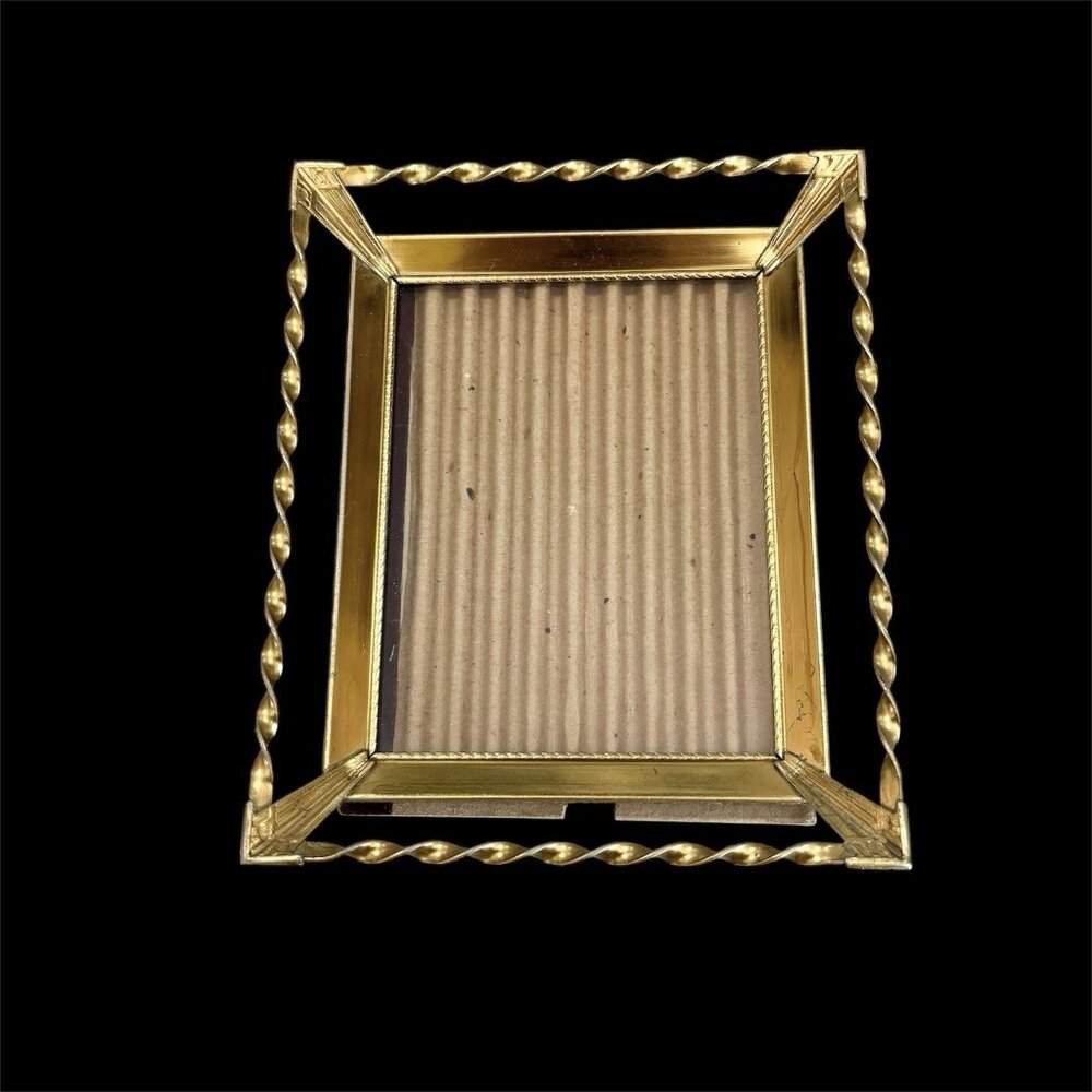 Vintage Picture Frame 5” Brass Ornate Gold Tone Mid Century Decor Cottage Core